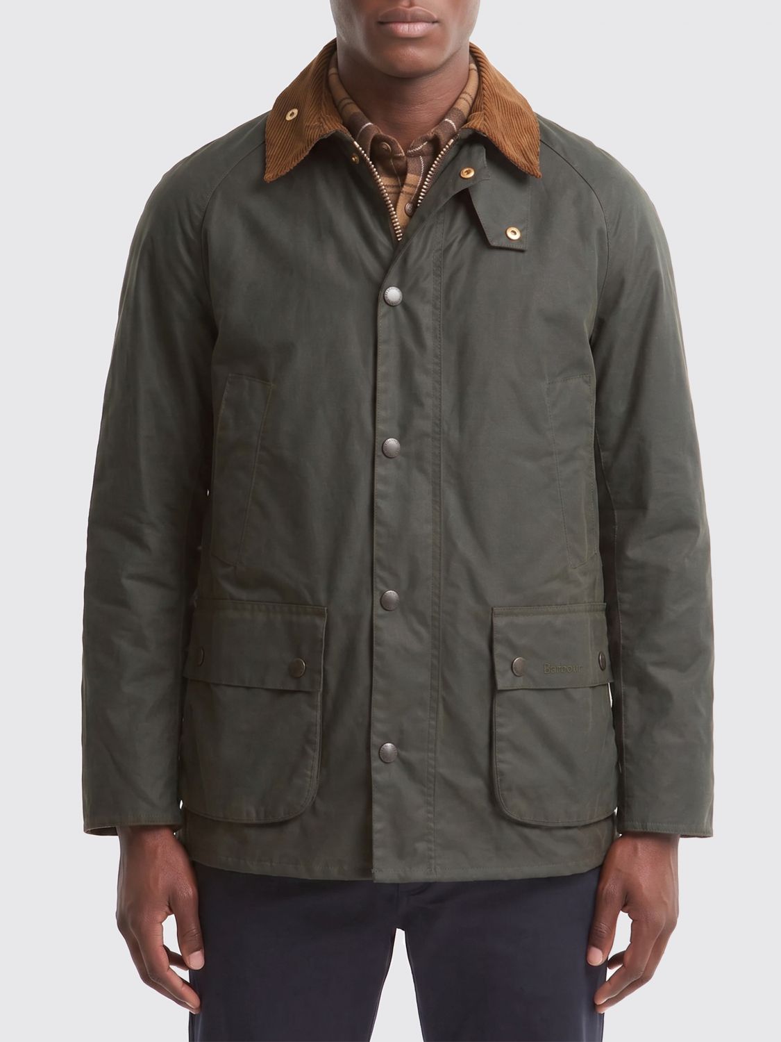 Barbour Ashby Waxed Cotton Jacket with Corduroy Collar