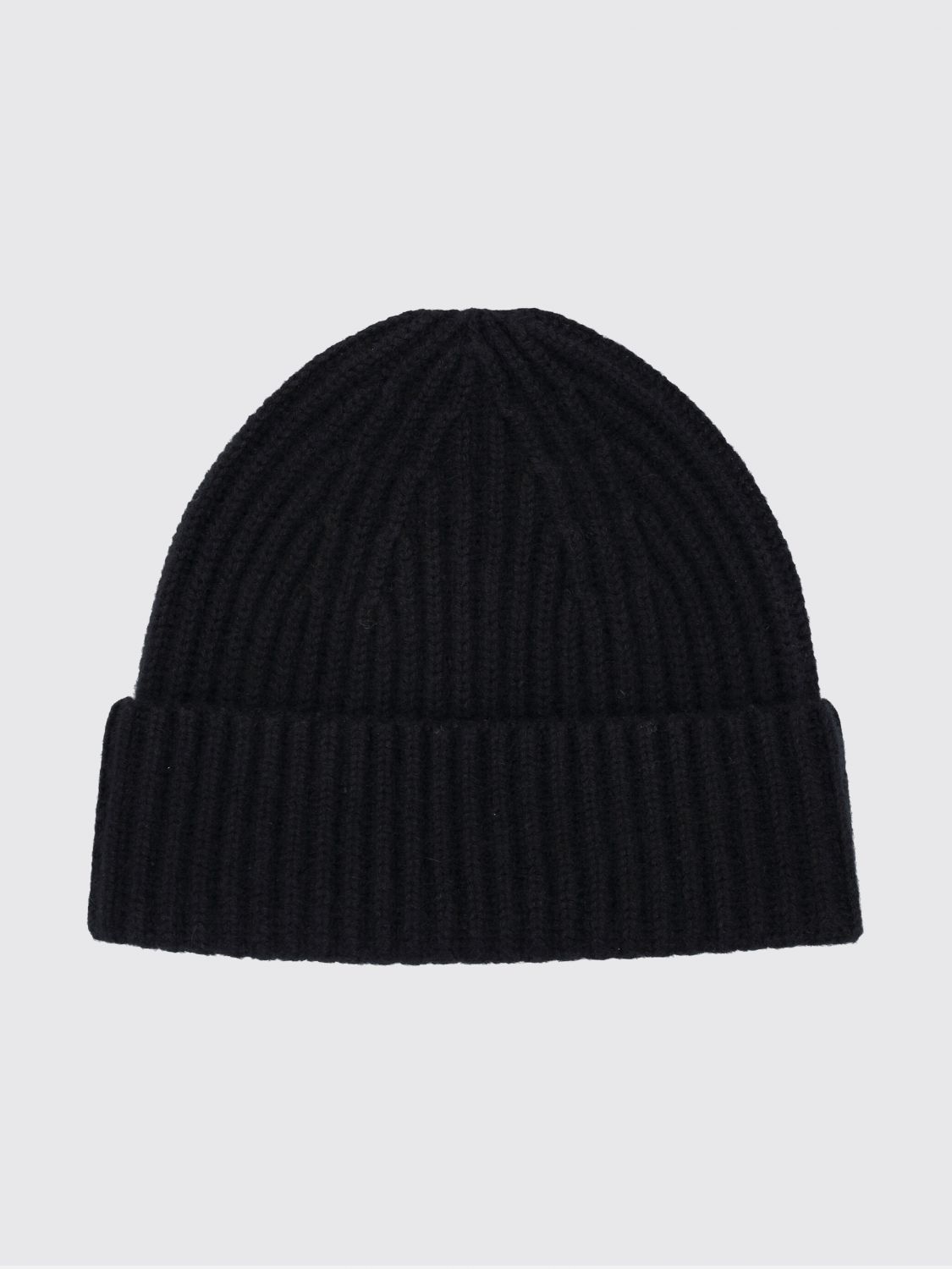 Lisa Yang Ribbed 100% Cashmere Beanie Hat with Turn-up Cuff