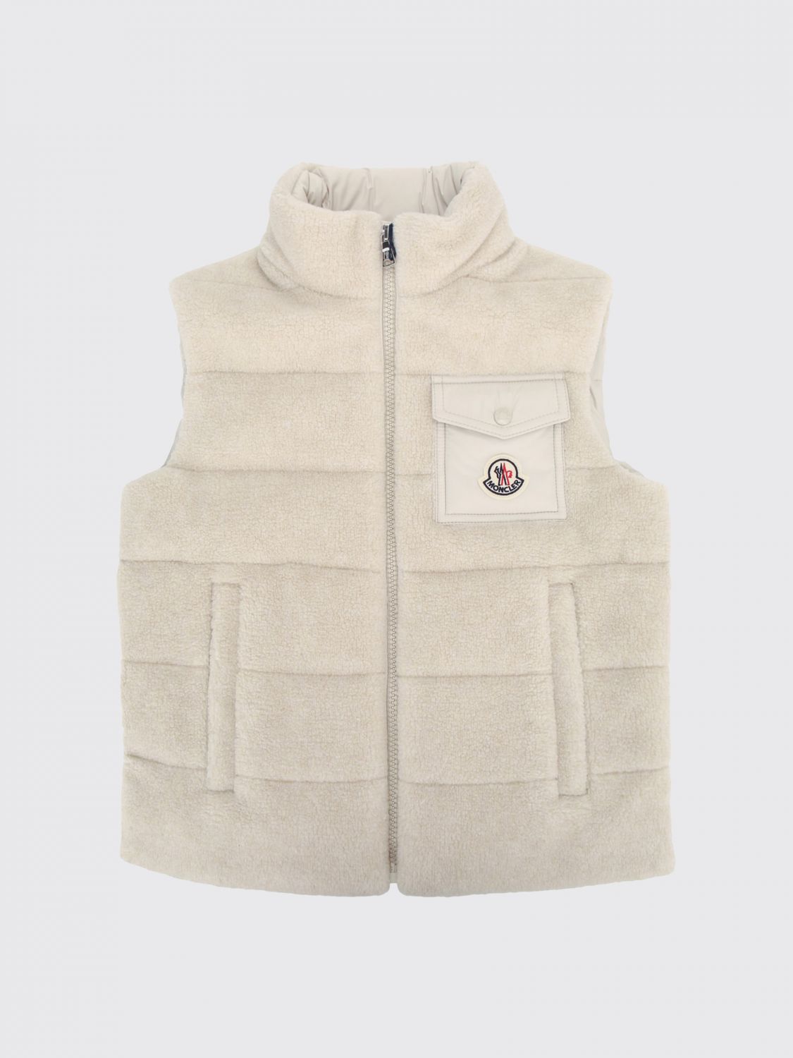 MONCLER Fleeceweste für Jungen von mit hohem Kragen und aufgesetzten Taschen