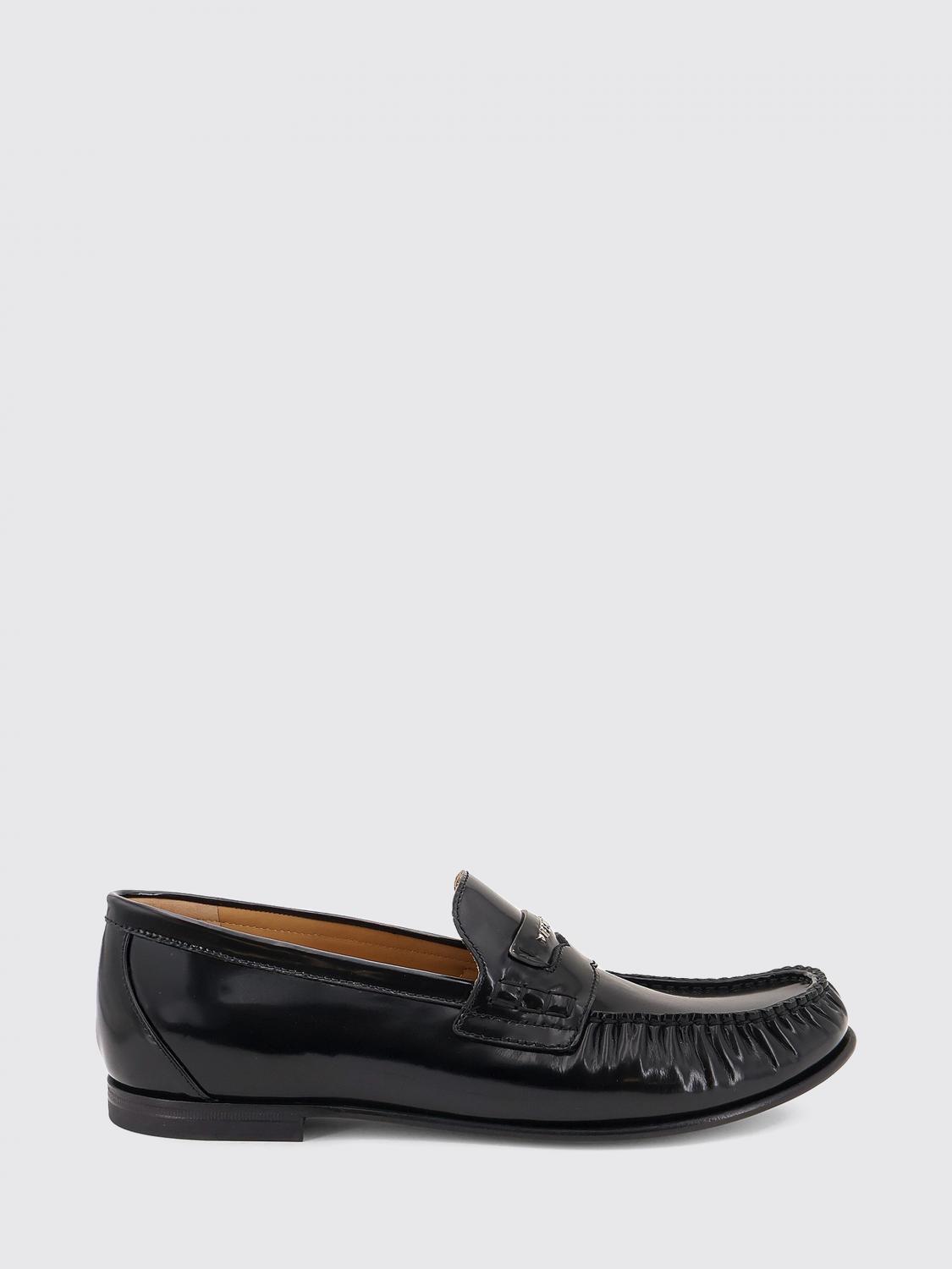 Fendi Brushed Calfskin Penny Loafers with Metallic Lettering Logo