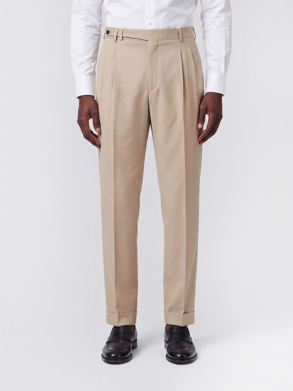 PT TORINO schmal geschnittene Bundfaltenhose aus Gabardine