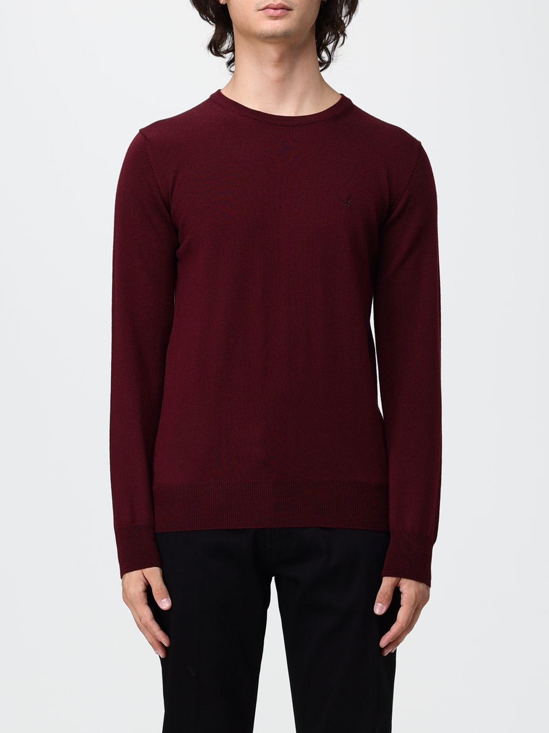 Brooksfield Crewneck Wool Jumper with Long Sleeves and Ribbed Trims