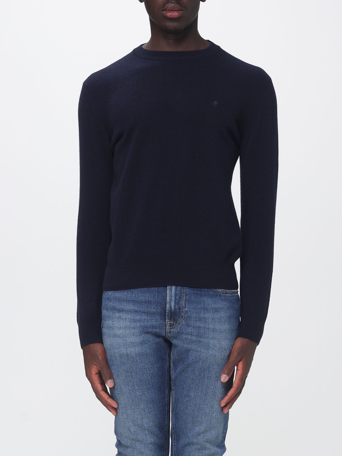 BROOKSFIELD Crew-Neck Wool Jumper with Ribbed Cuffs and Hem
