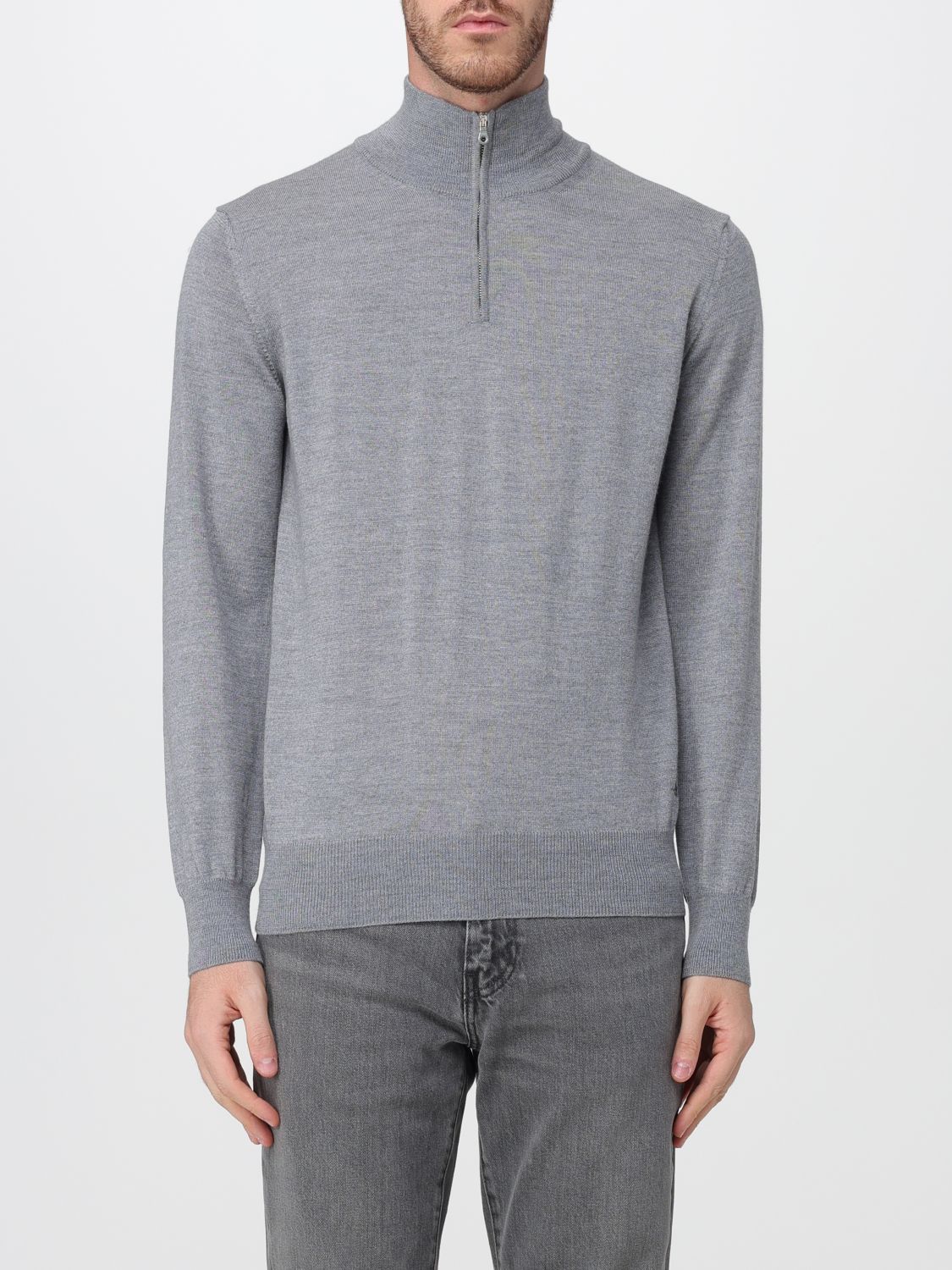 Brooksfield Half-Zip Wool Turtleneck Jumper with High Neck