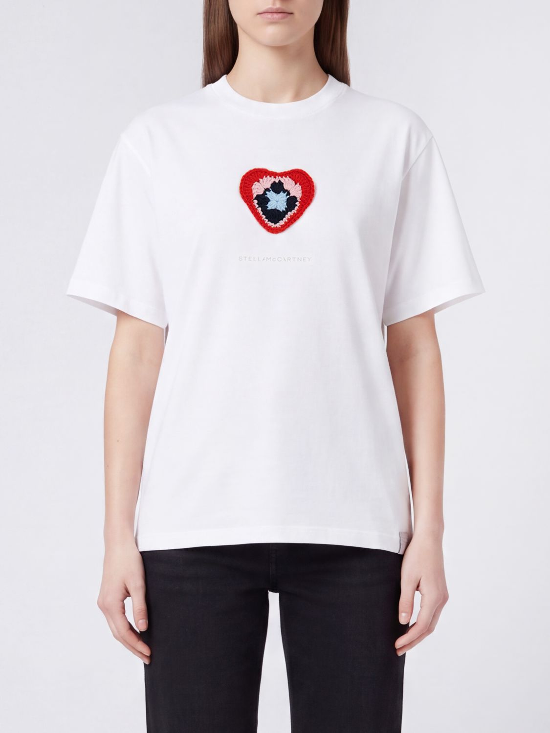 Stella Mccartney Cotton Crew Neck T-shirt with Macramé Inserts