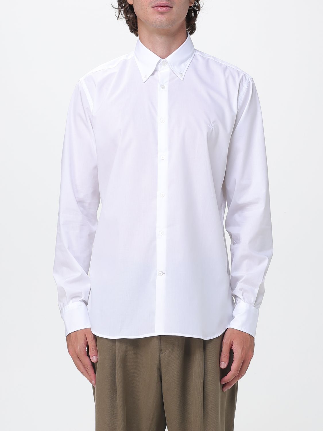 Brooksfield Oxford Cotton Shirt with Button-Down Collar and Embroidered Logo