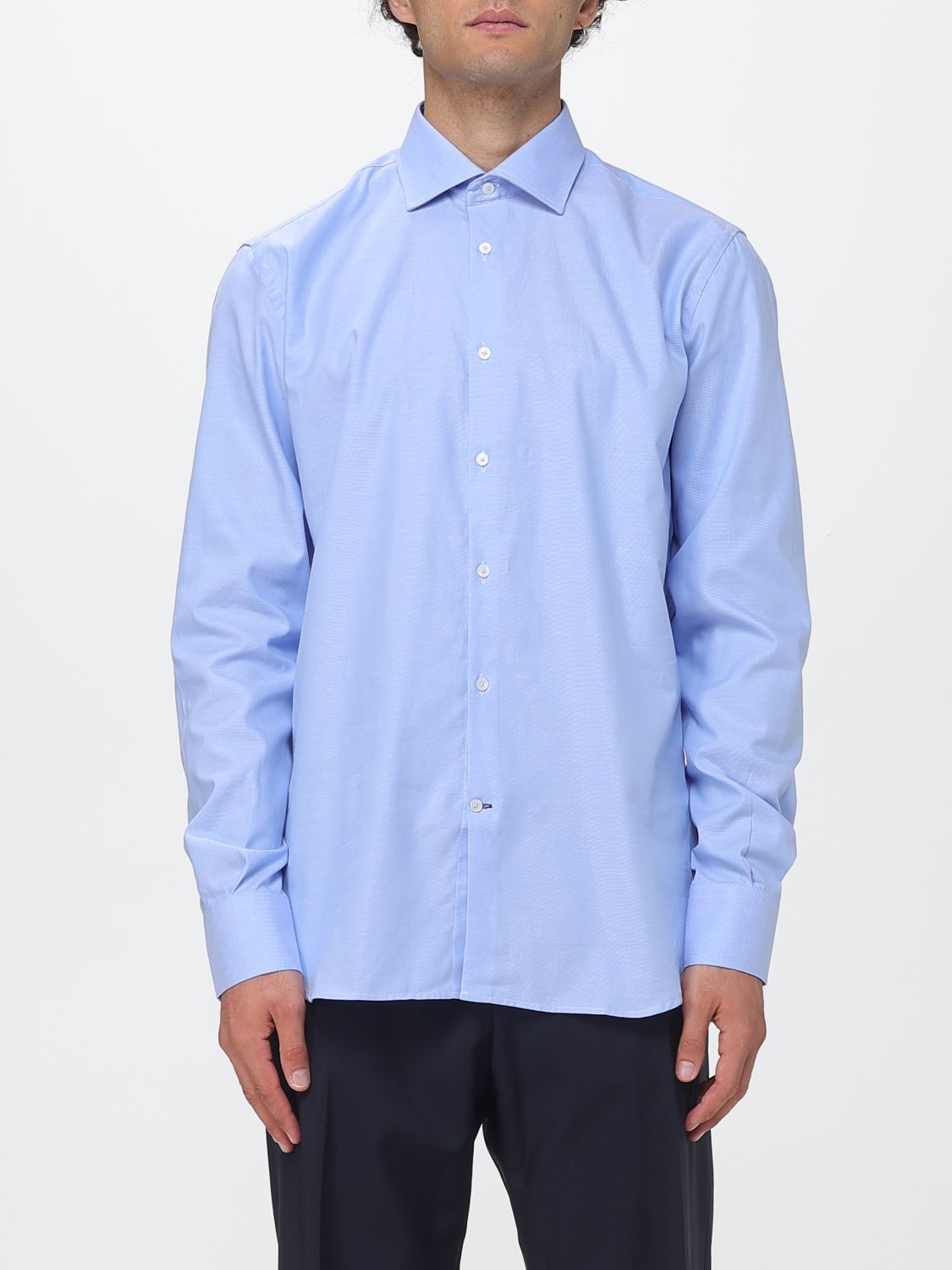 Brooksfield Oxford Cotton Shirt with Button-Down Collar and Embroidered Logo