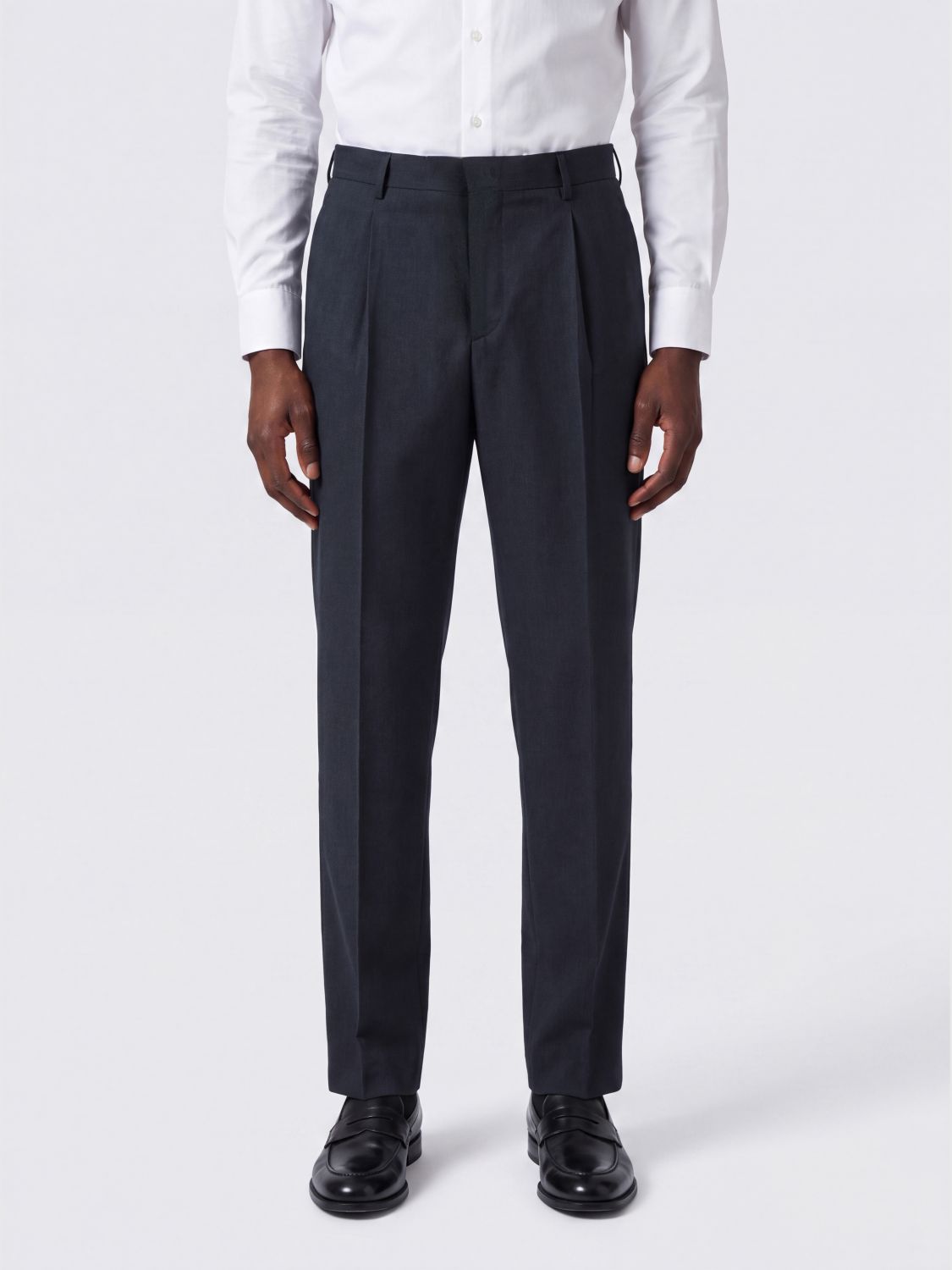 PT TORINO Slim Fit Cotton Tailored Trousers with Pleats and Mid-Rise