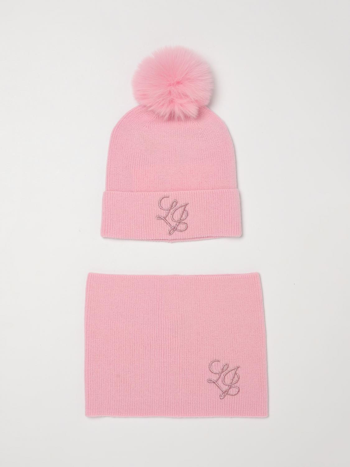 LIU JO Set due pezzi da bambina in misto lana con berretto con pompon