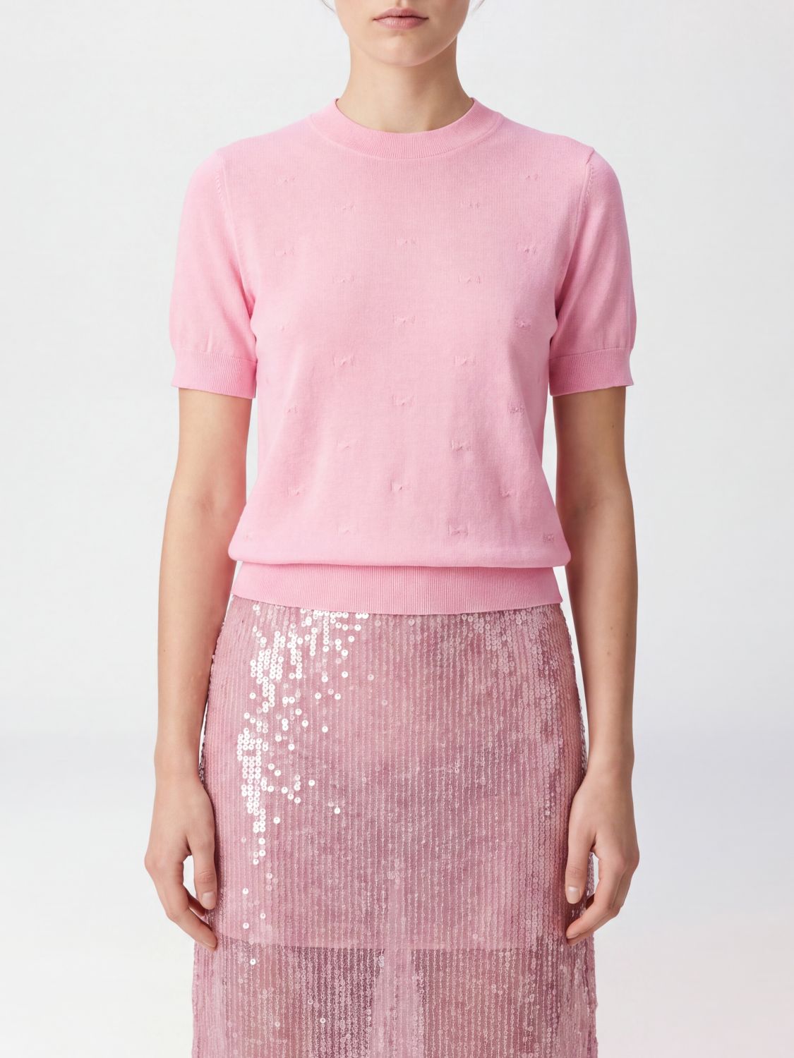 Cecilie Bahnsen Polyamide and Ramie Blend Short-Sleeved Crew Neck Top