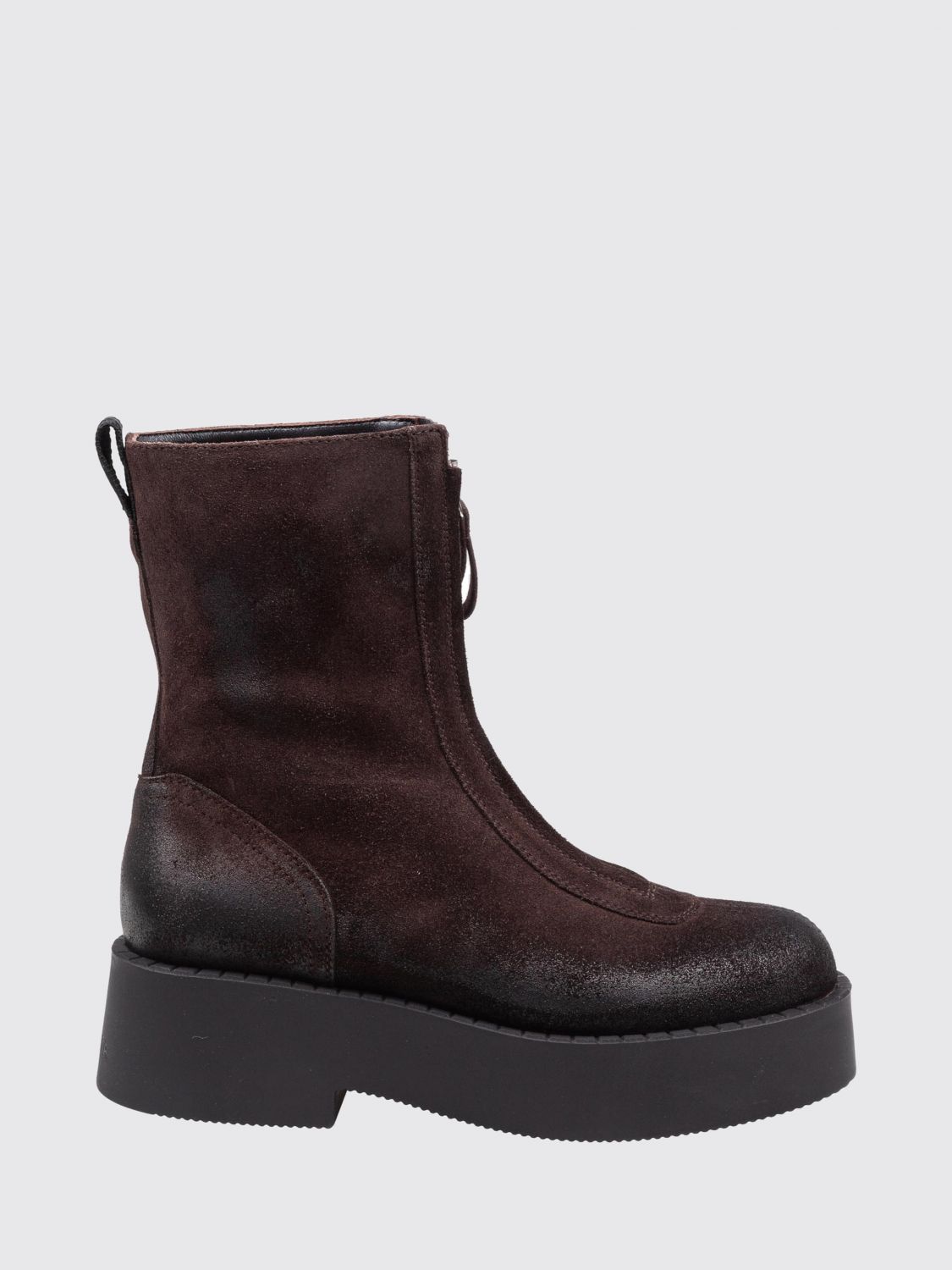 Premiata Suede Biker Ankle Boots with Platform Sole and Zip Closure