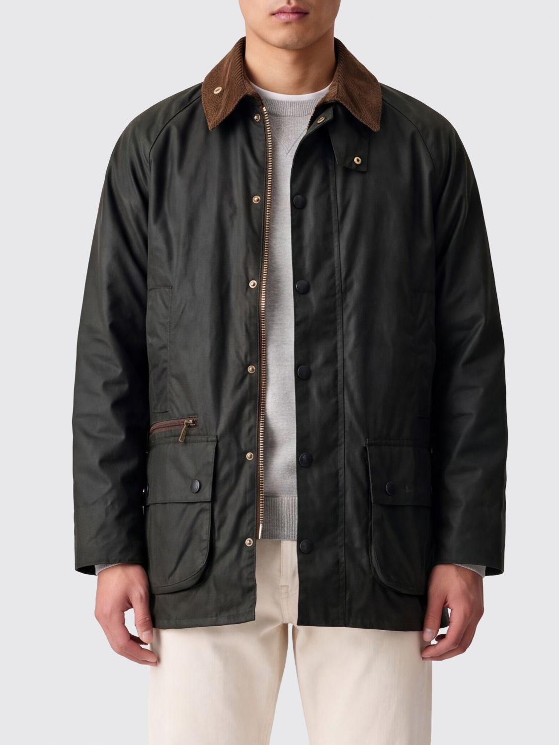 BARBOUR Giacca Beaufort in cotone cerato antivento con colletto in velluto