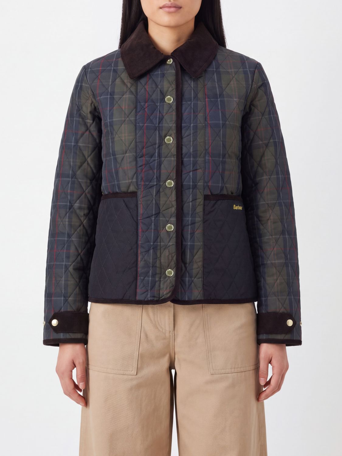 BARBOUR Gesteppte Ainsdale Wachsjacke von aus Baumwolle mit Tartan-Details