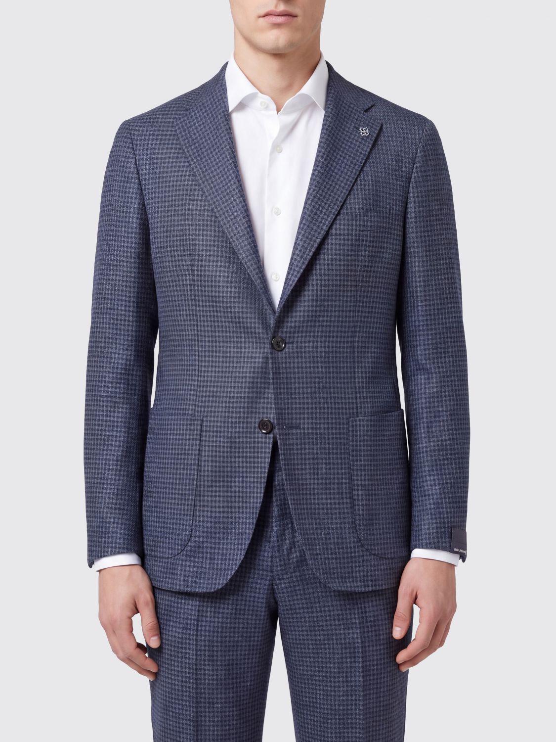 Tagliatore Single-Breasted Check Blazer in Wool and Silk with Patch Pockets