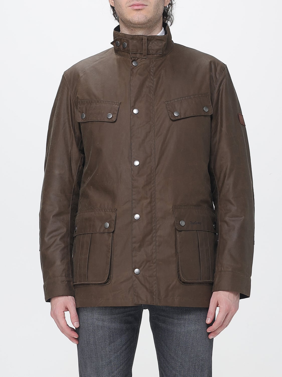 Barbour Duke Waxed Cotton Jacket with Biker-Style Collar