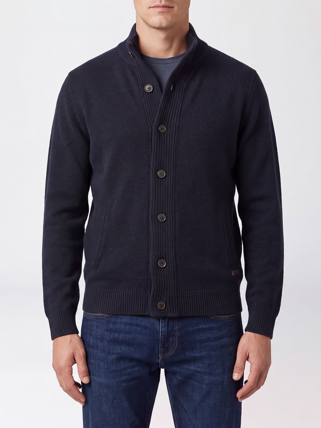 BARBOUR 하이넥 순면 울 가디건 바버 버튼 클로저