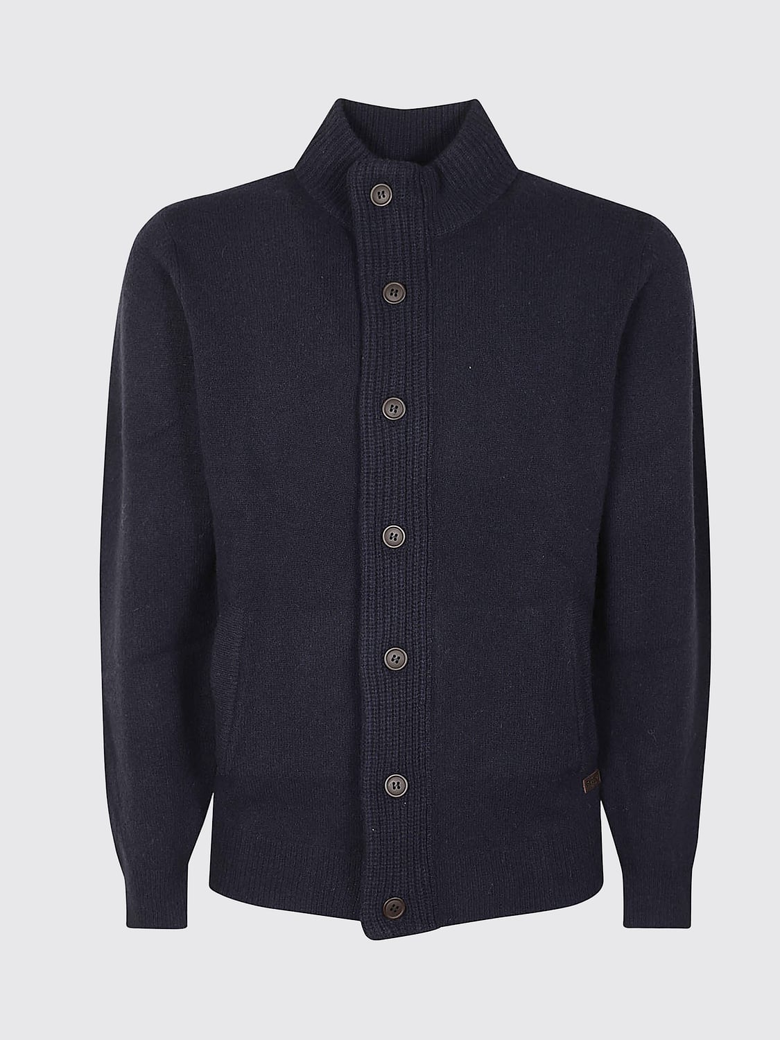 BARBOUR 하이넥 순면 울 가디건 바버 버튼 클로저