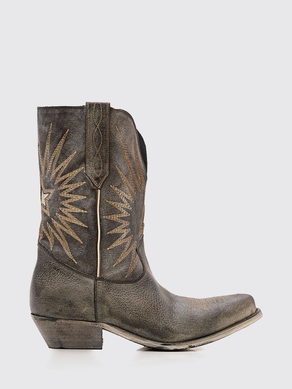 GOLDEN GOOSE Wish Star Cowboy-Stiefel aus Leder im Used-Look mit Sternenstickerei