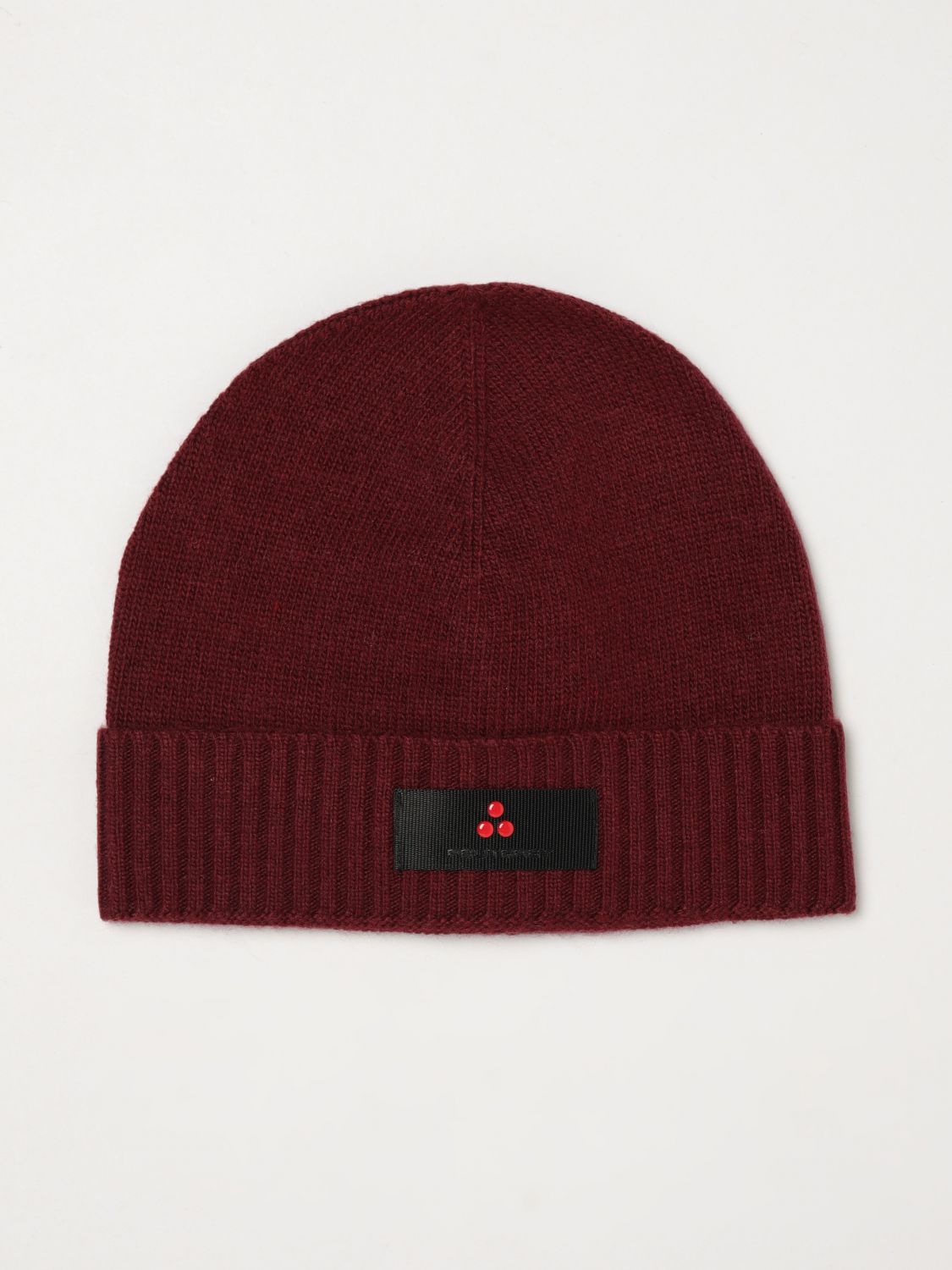 PEUTEREY Beanie-Mütze aus Woll-Kaschmir-Mischung mit Umschlag und Logo-Patch
