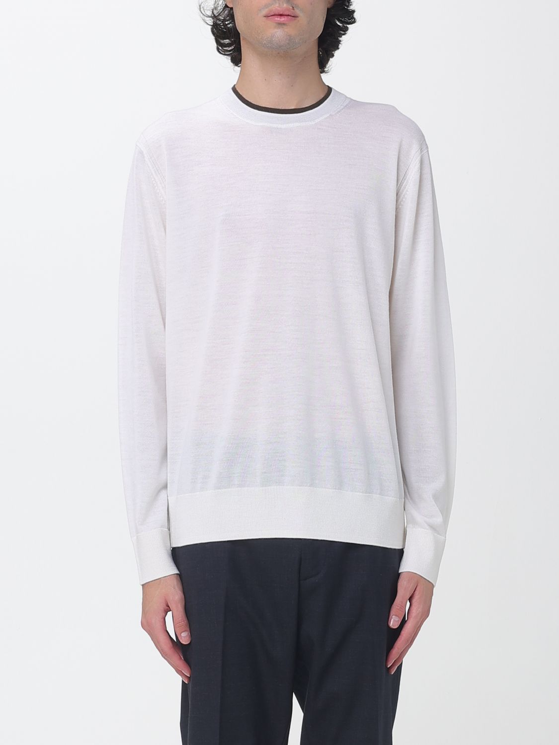 Paolo Pecora Pure Wool Crew-Neck Jumper with Long Sleeves and Ribbed Edges