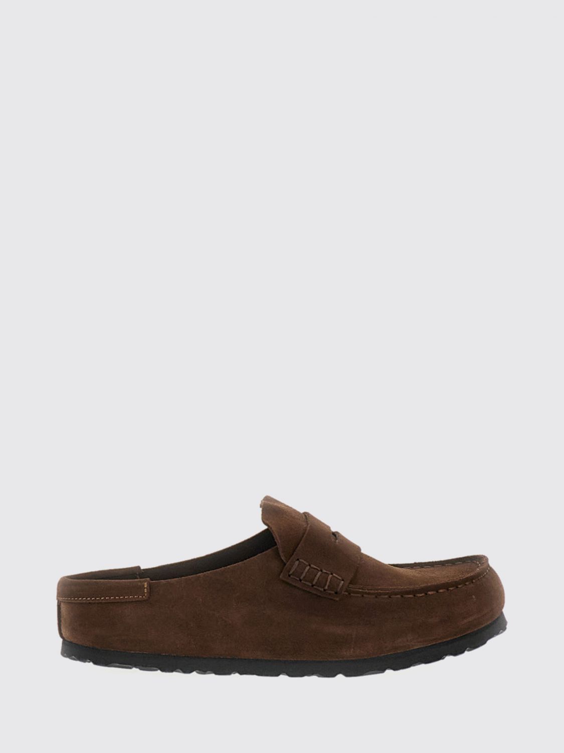 BIRKENSTOCK Naples Suede Leather Mules with a Round Toe
