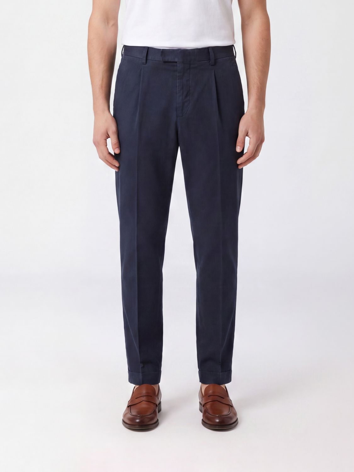 PT TORINO Slim-Fit-Chinohose aus Stretch-Baumwolle mit Bundfalten