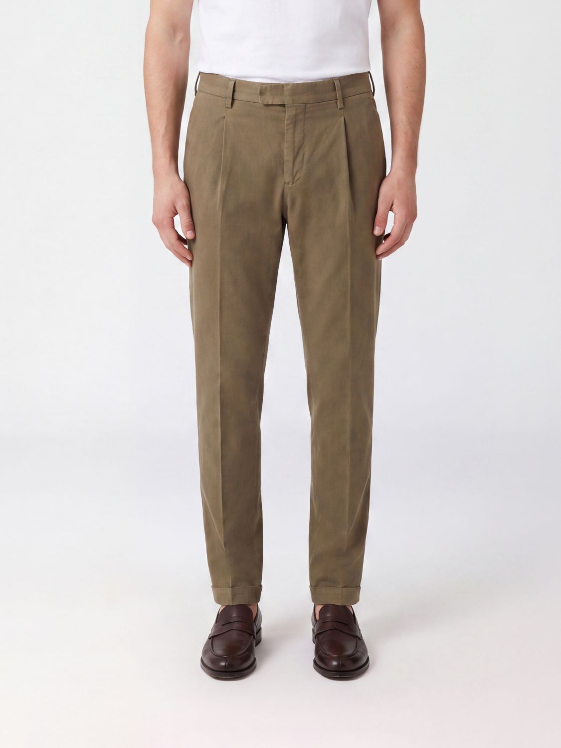 PT TORINO Slim-Fit-Chinohose aus Stretch-Baumwolle mit Bundfalten