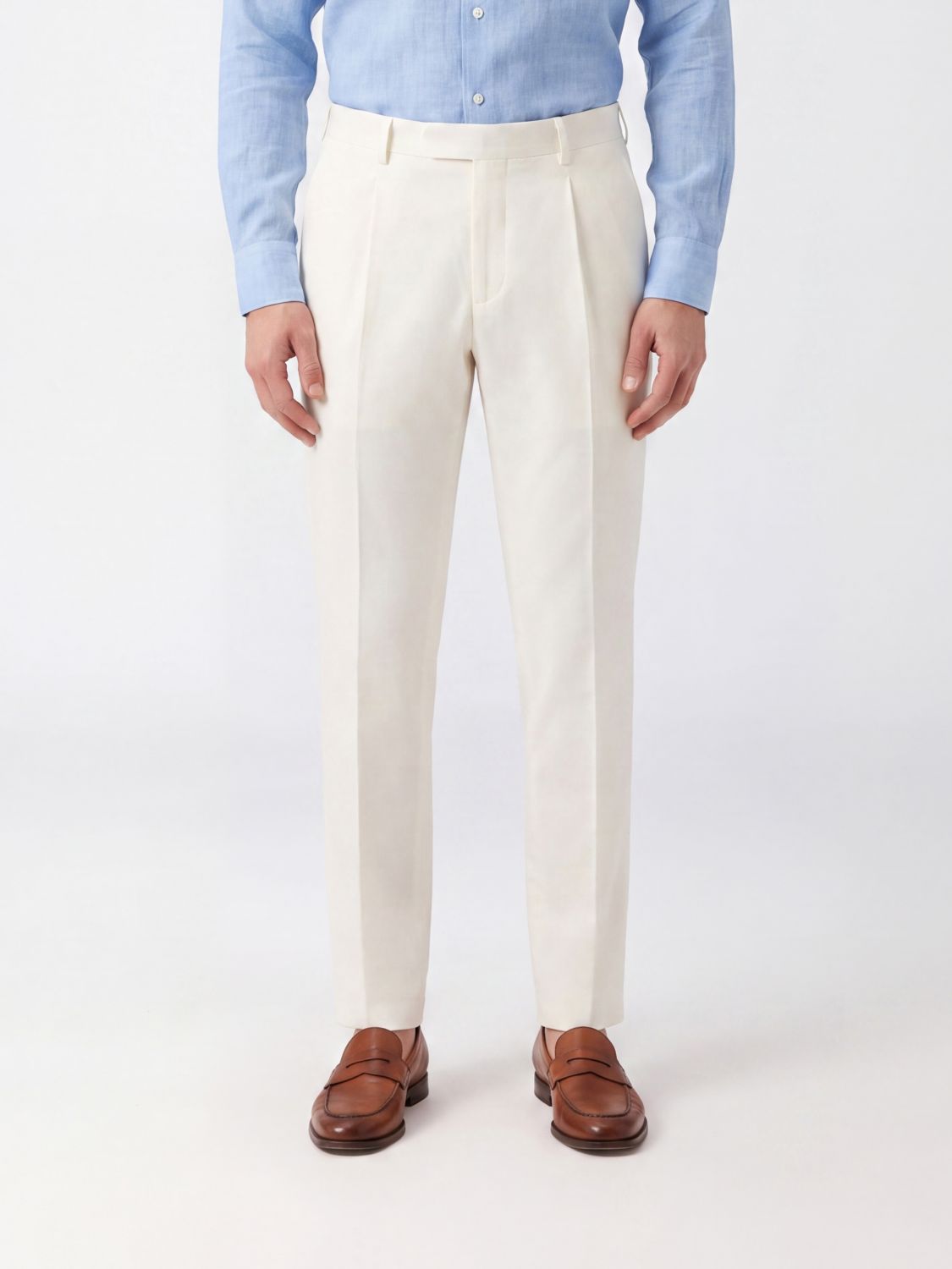 Pt Torino Pleated Slim Fit Tailored Trousers in Stretch Cotton