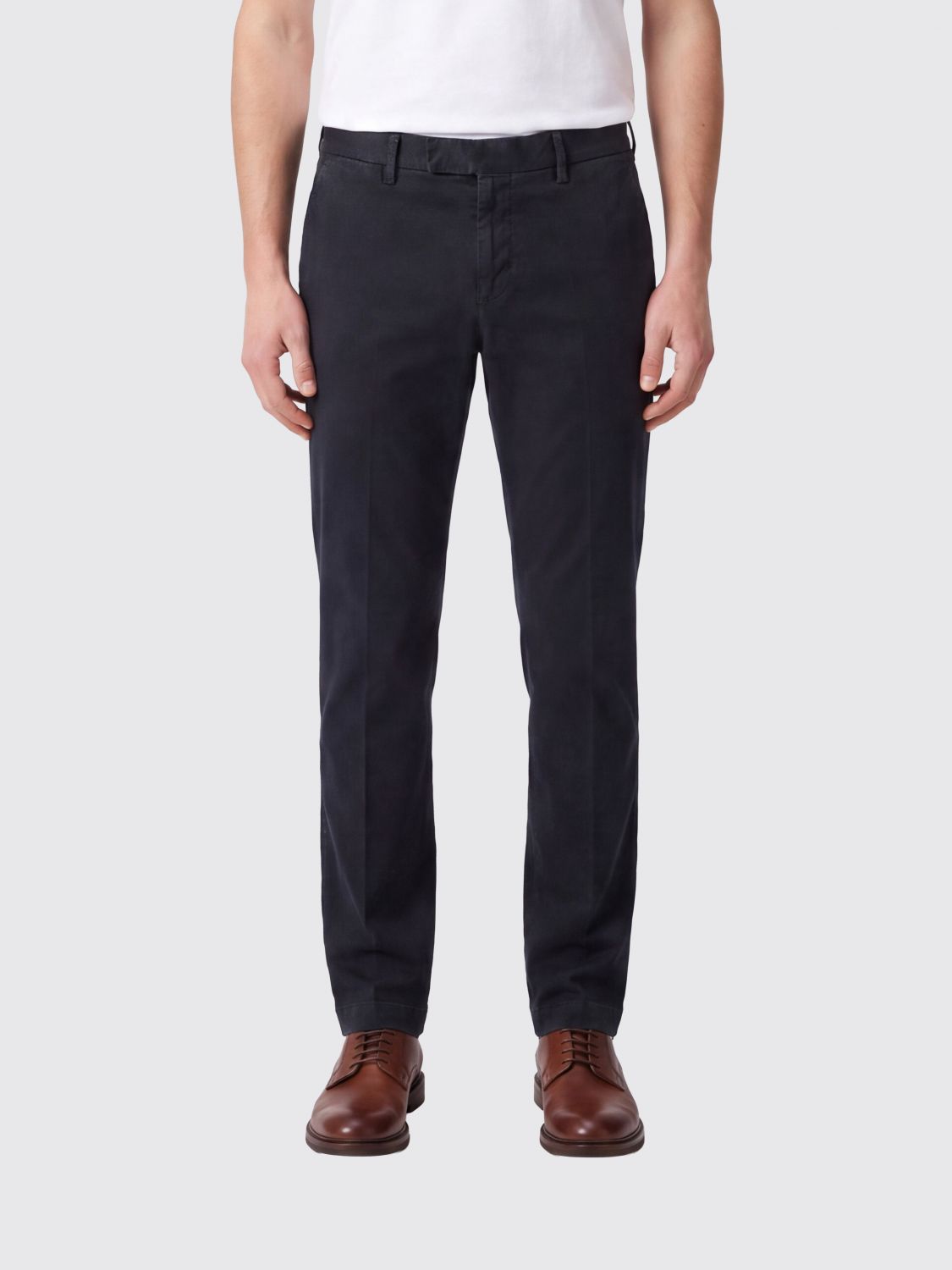 Pt Torino Pleated Slim Fit Chino Trousers in Stretch Cotton
