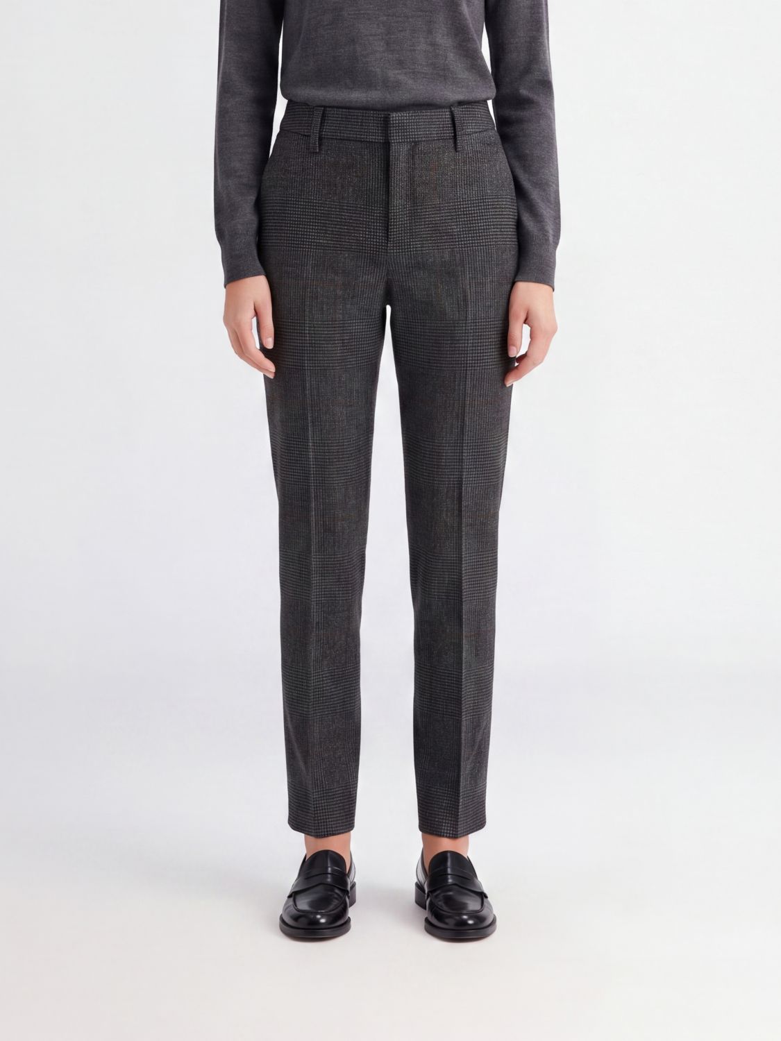 Pt Torino Prince of Wales Check Wool Skinny Trousers with Mid-Rise Waist