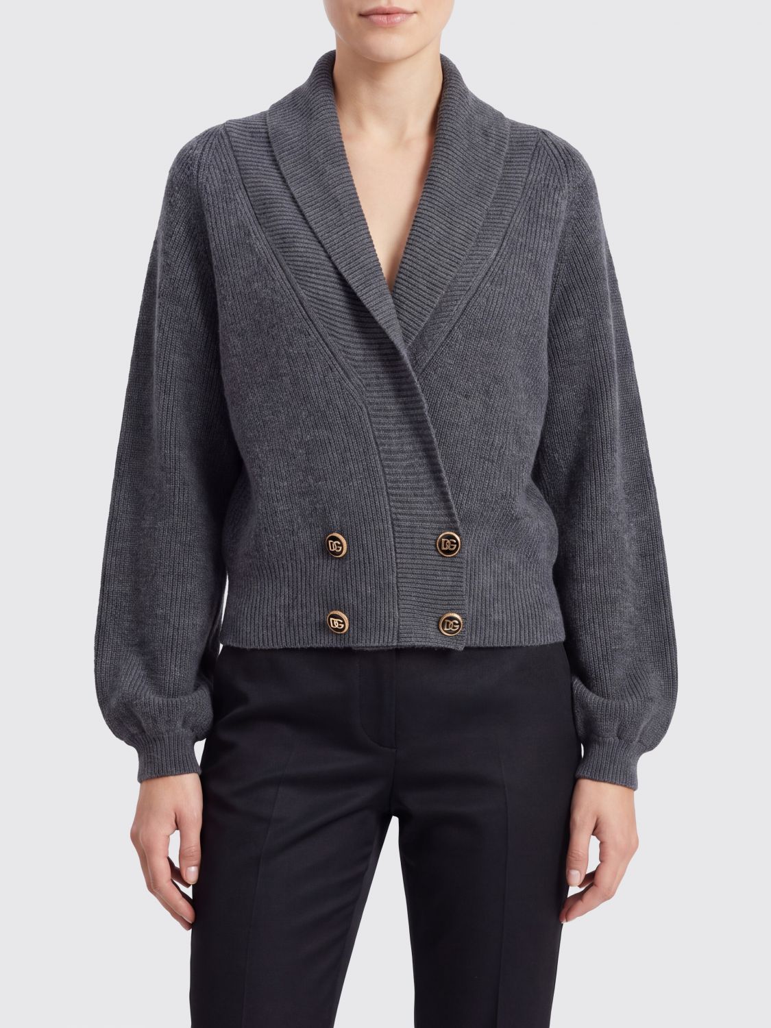 DOLCE & GABBANA Double-Breasted Wool Cardigan with Shawl Collar