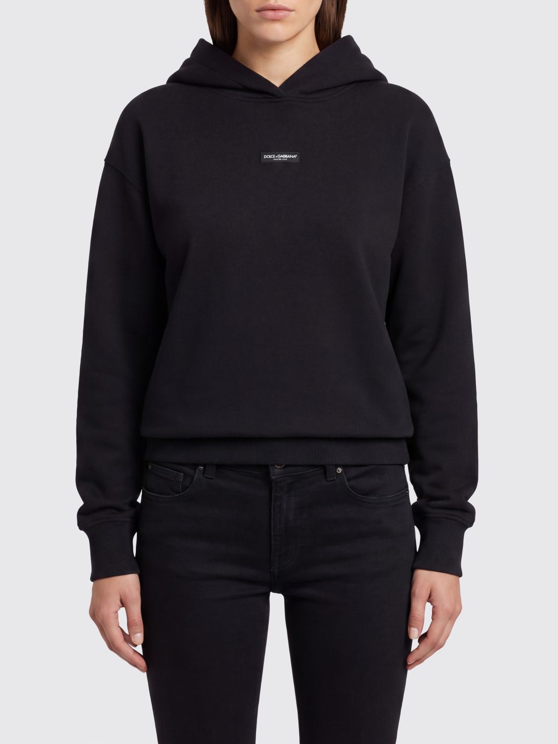 DOLCE & GABBANA Cotton Hoodie with Contrast Logo
