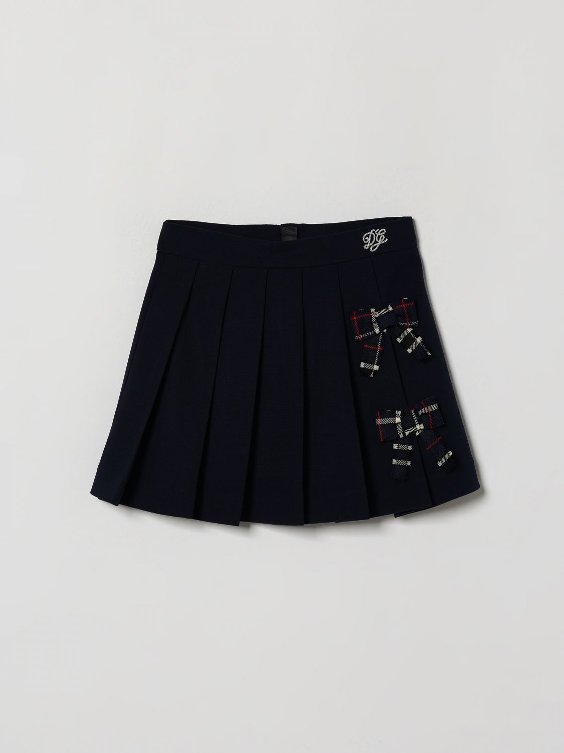 DOLCE & GABBANA Plissierter Minirock von für Mädchen aus Schurwolle mit Schleife