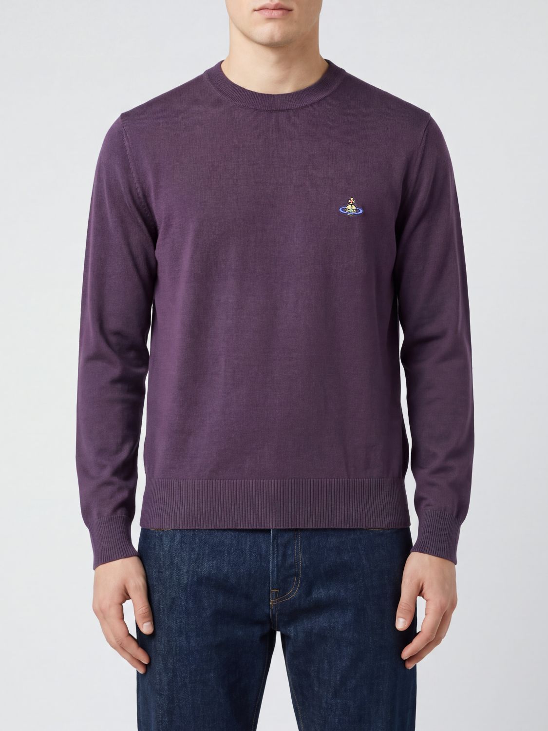 VIVIENNE WESTWOOD Maglia girocollo in pura lana con logo Orb ricamato