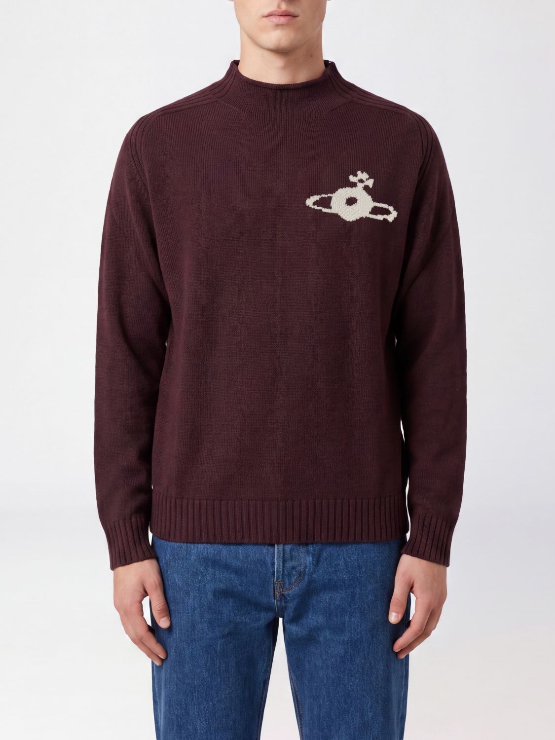 VIVIENNE WESTWOOD Rollkragenpullover von aus reiner Wolle mit aufgesticktem Orb-Logo auf der Brust