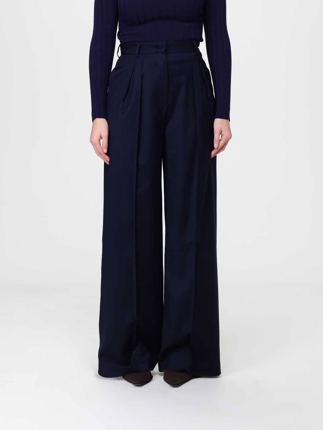 Simona Corsellini High-Waisted Crêpe Palazzo Trousers with Pleats