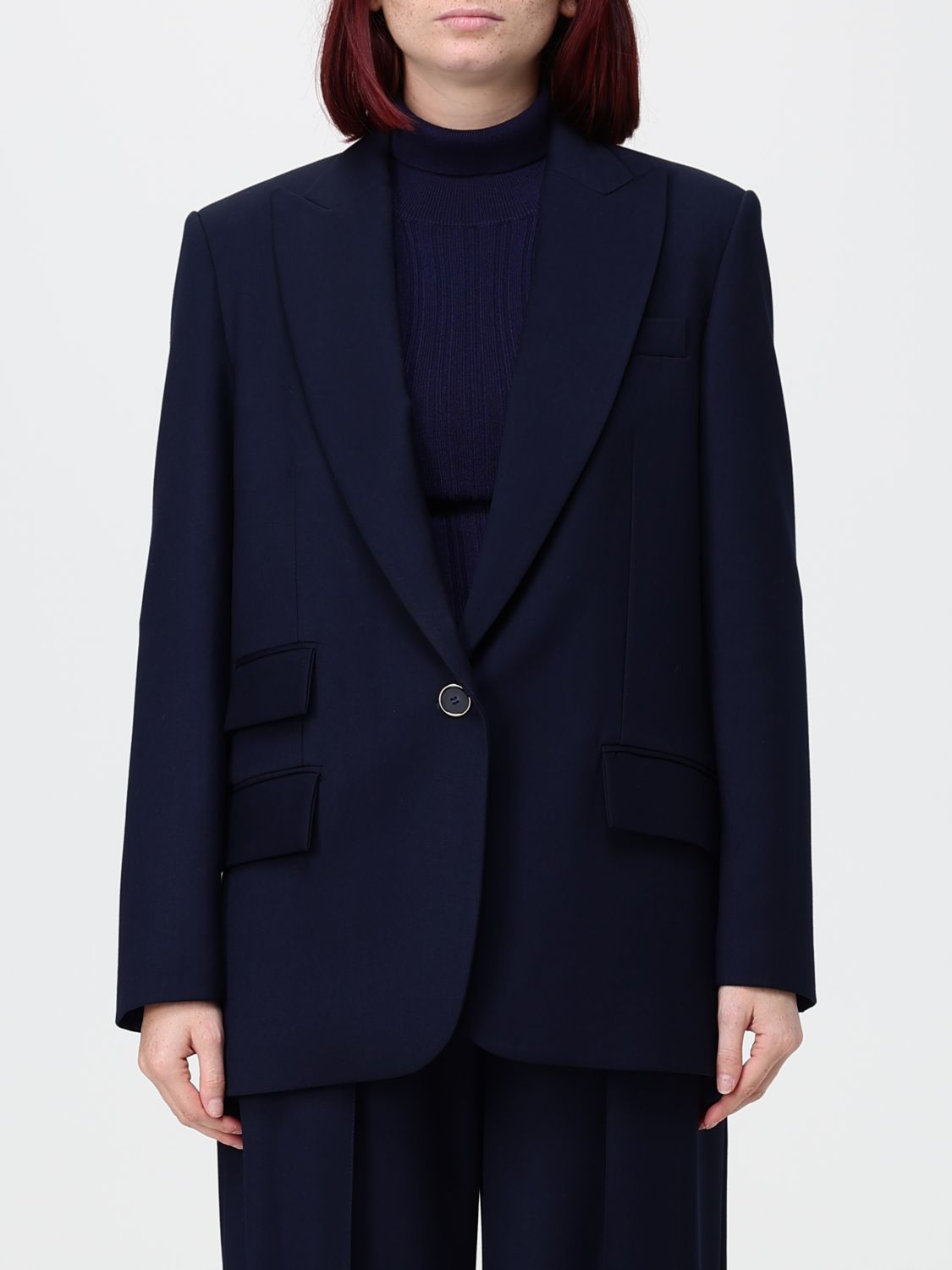 Simona Corsellini Single-Breasted Cotton-Blend Blazer with Peak Lapels