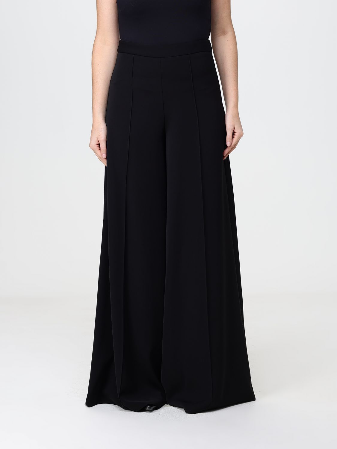 Simona Corsellini High-Waisted Black Crêpe Palazzo Trousers