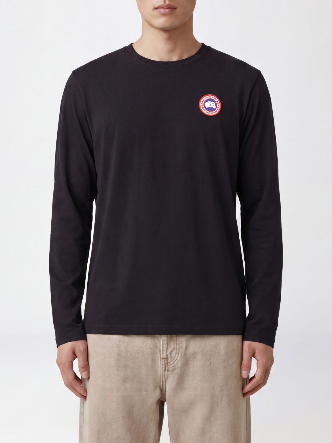 CANADA GOOSE Long-Sleeved Cotton T-shirt with Contrast Logo