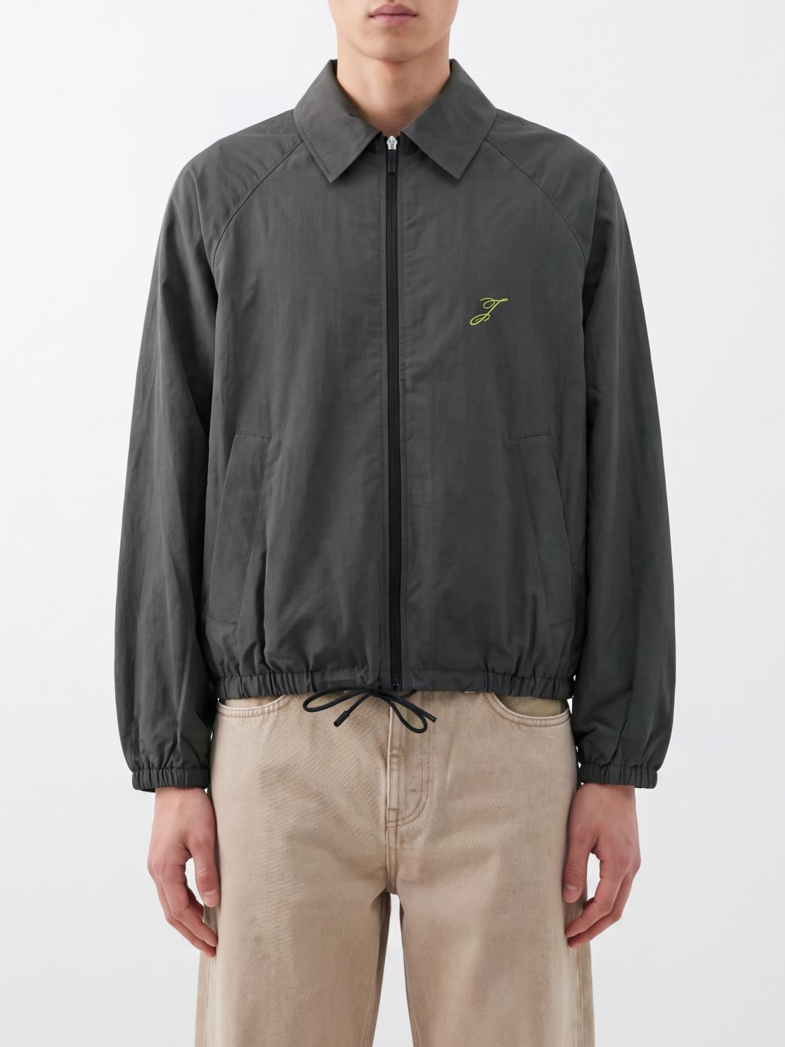 JACQUEMUS Giacca a camicia in nylon con chiusura zip e logo ricamato
