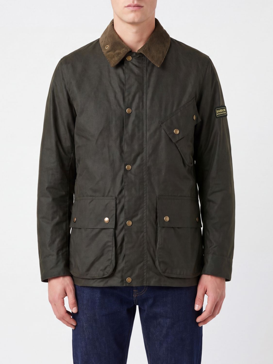 Barbour Line Waxed Cotton Jacket with Velvet Collar
