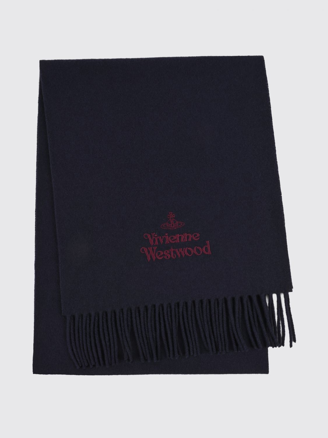 Vivienne Westwood Wool Scarf with Contrast Logo and Fringes · OS