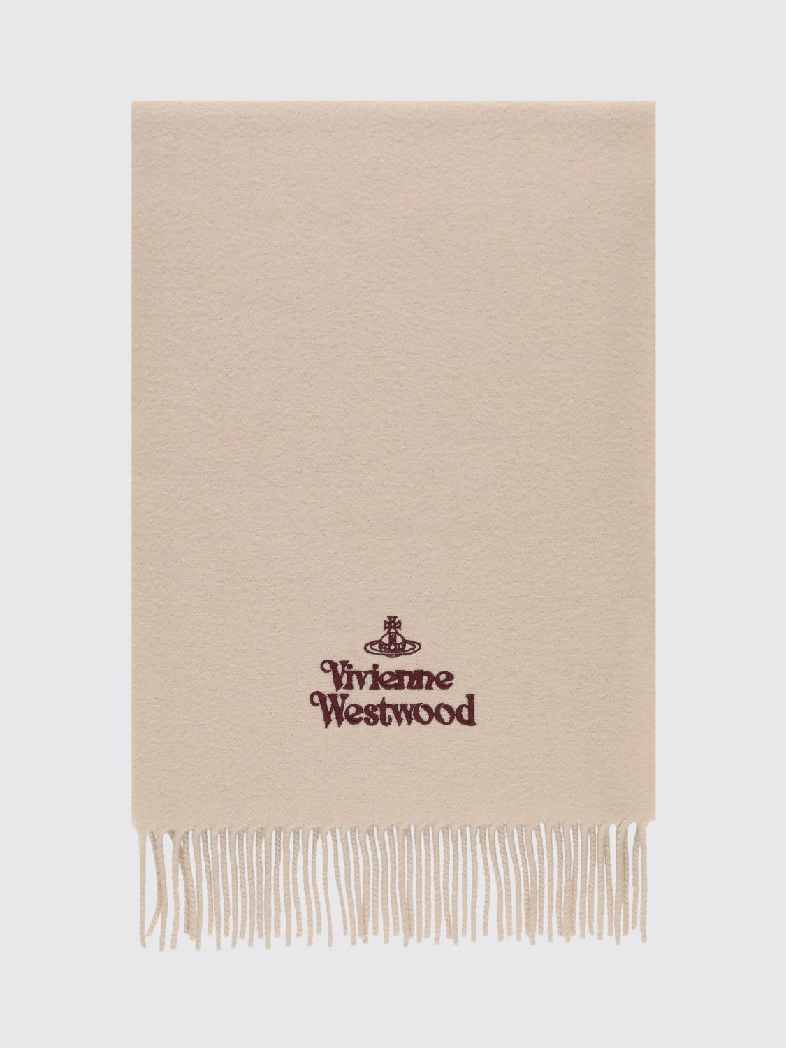 VIVIENNE WESTWOOD Sciarpa in lana con logo a contrasto e frange