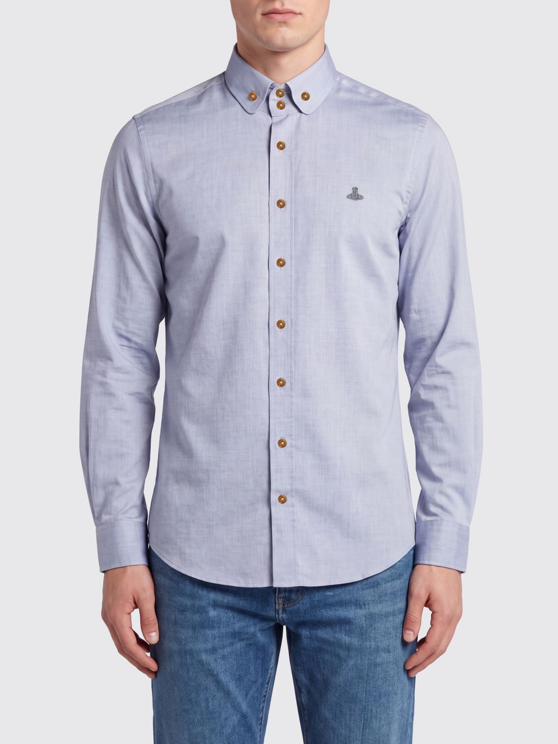 VIVIENNE WESTWOOD Slim Fit Cotton Shirt with Button-Down Collar