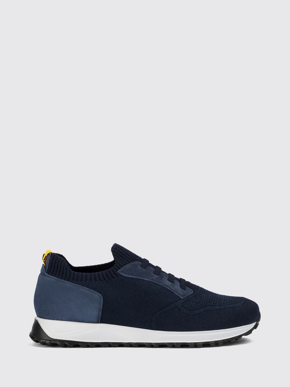 Doucal's Low Top Sneakers in Wool Blend and Suede with Serrated Sole