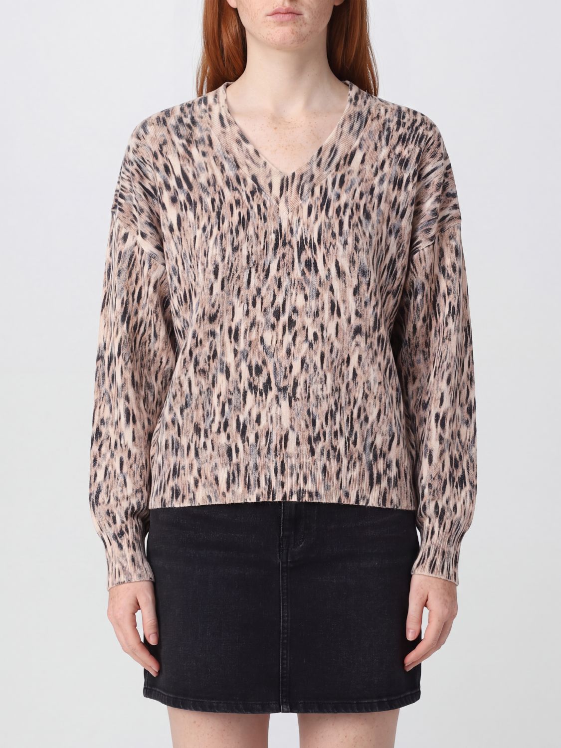 LIU JO Maglia in misto lana con stampa Paisley e scollo a V