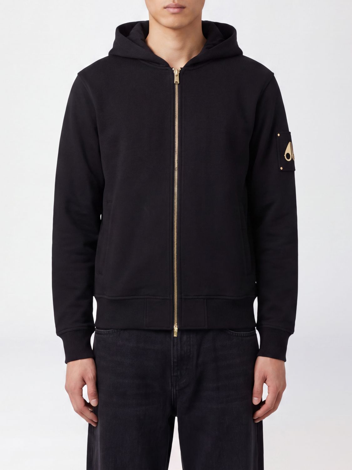 Moose Knuckles Zipped Cotton Hoodie with Metallic Logo