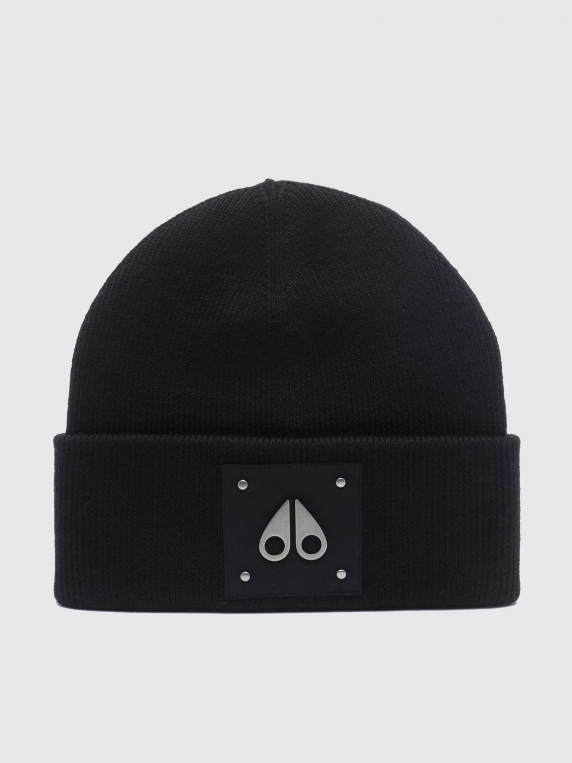 MOOSE KNUCKLES Beanie aus reiner Wolle von mit Umschlag und Logo-Patch