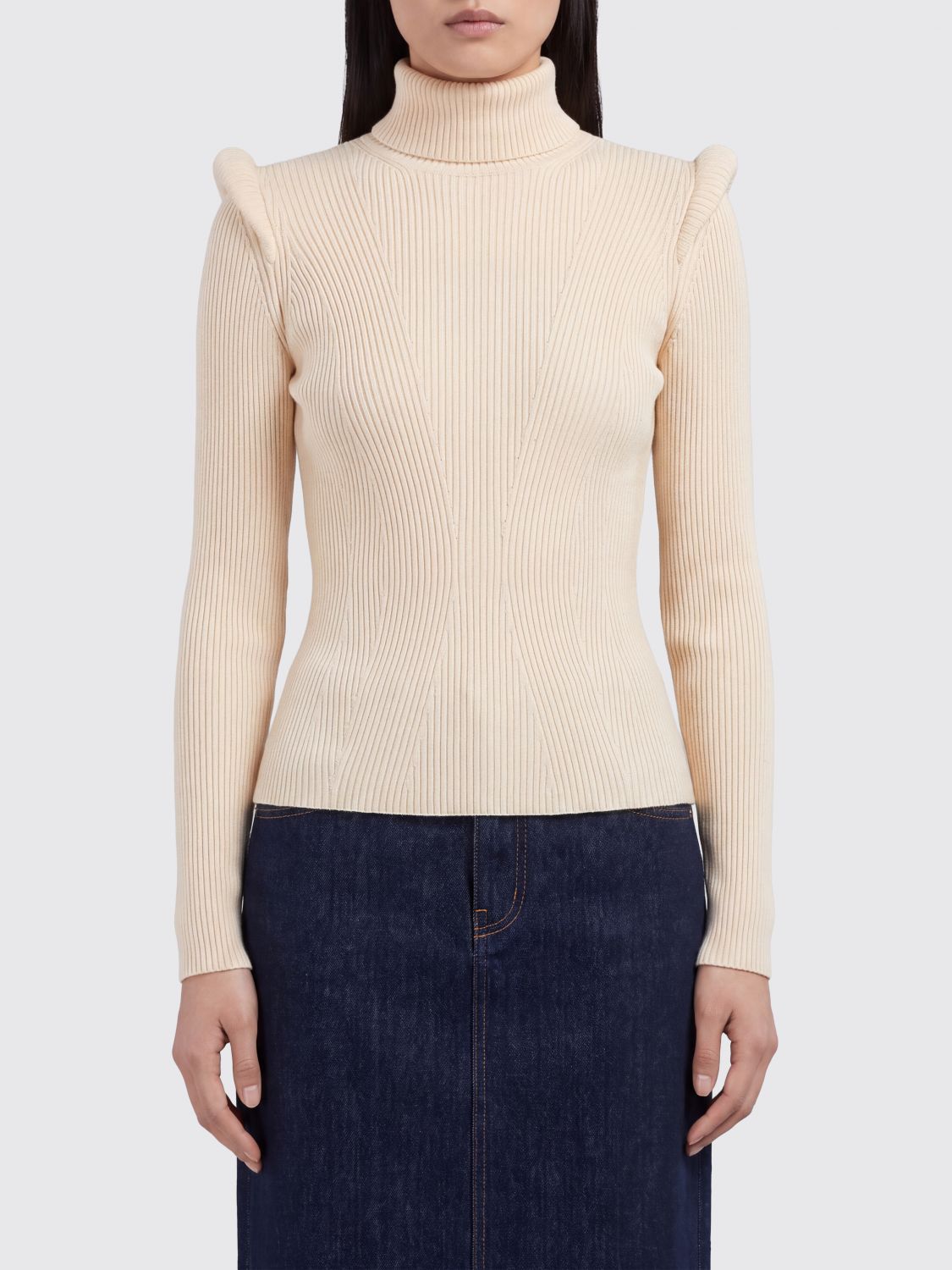 ELISABETTA FRANCHI Slim Fit Rollkragenpullover mit Pagodenschultern