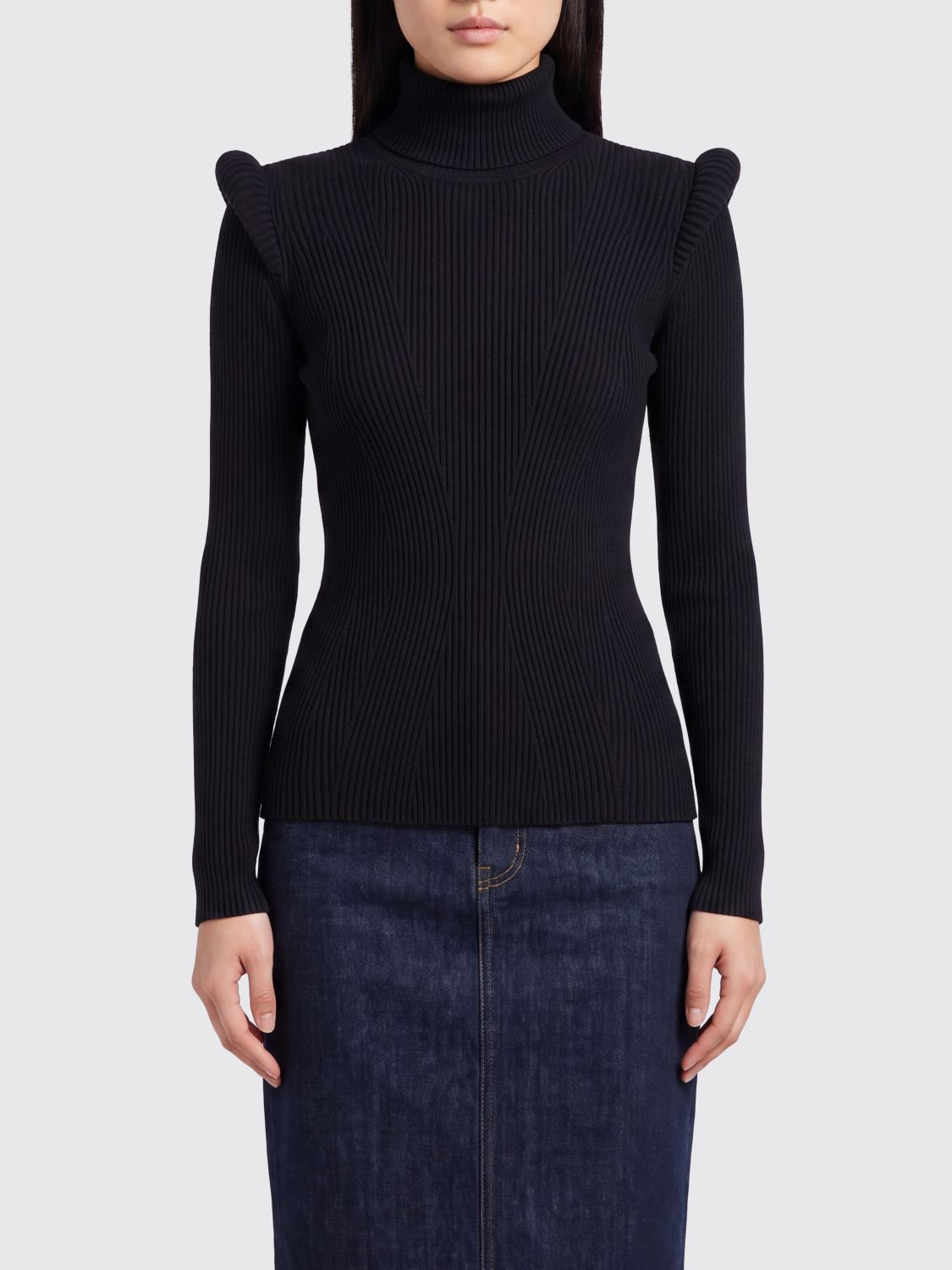 ELISABETTA FRANCHI Slim Fit Rollkragenpullover mit Pagodenschultern